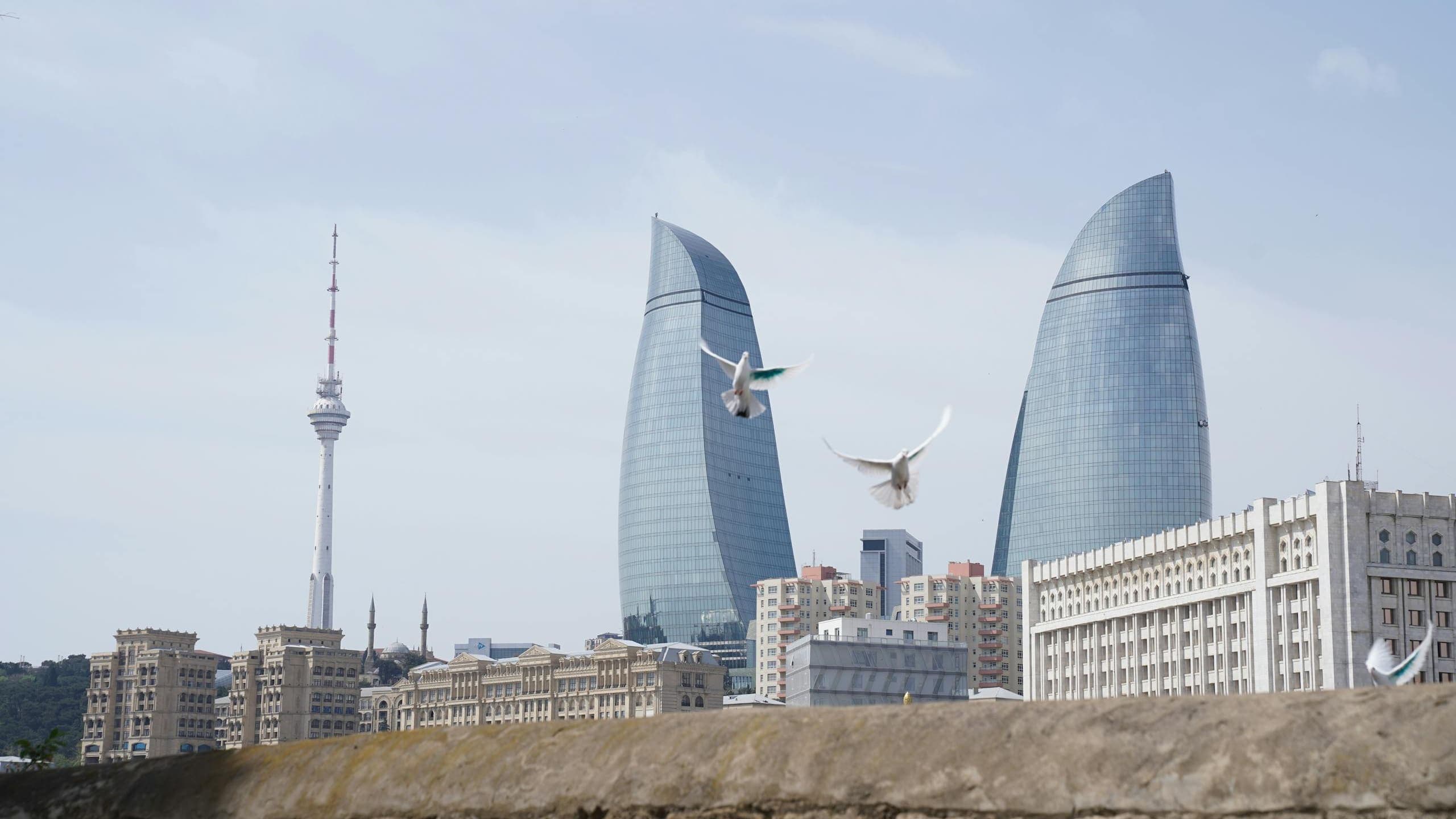 Baku skyline with the Flame Towers